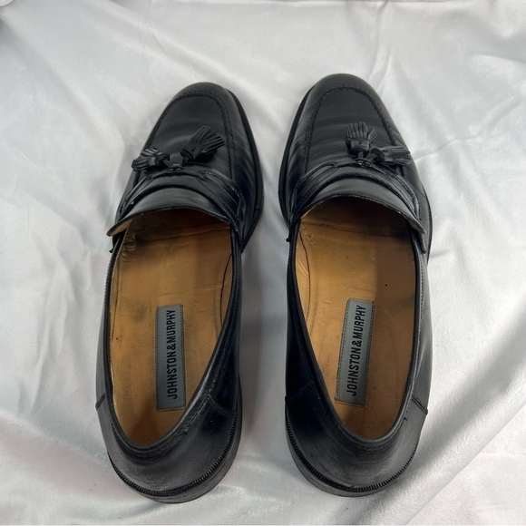 Johnston Murphy Men's Shoes Made in Italy Black Leather Tassel Loafer - Picture 4 of 8